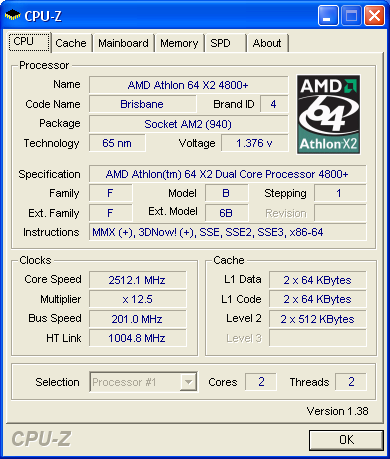 AMD Athlon64 X2 3600+ 65nm超频世界记录