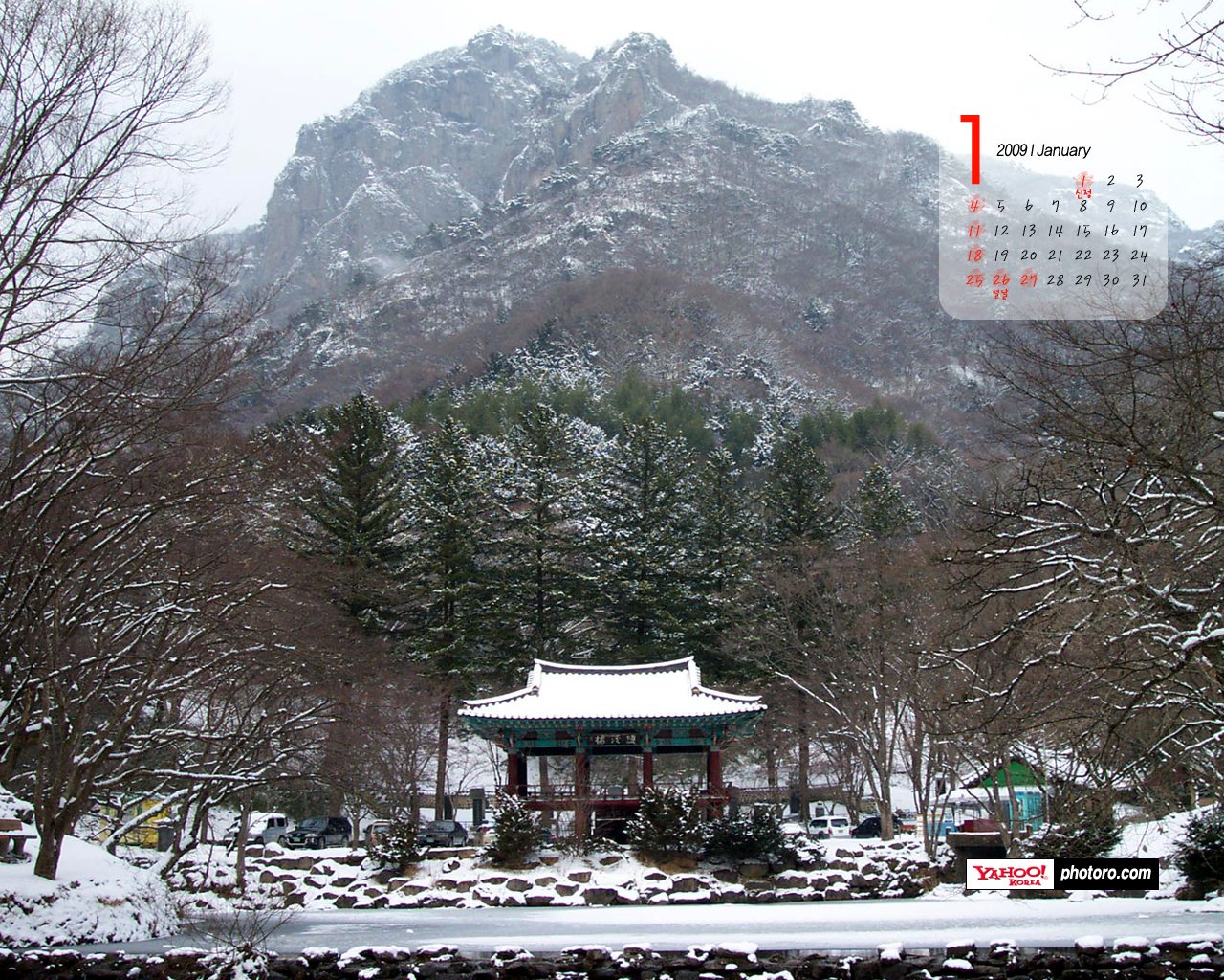 雅虎韩国在2009年1月日历壁纸