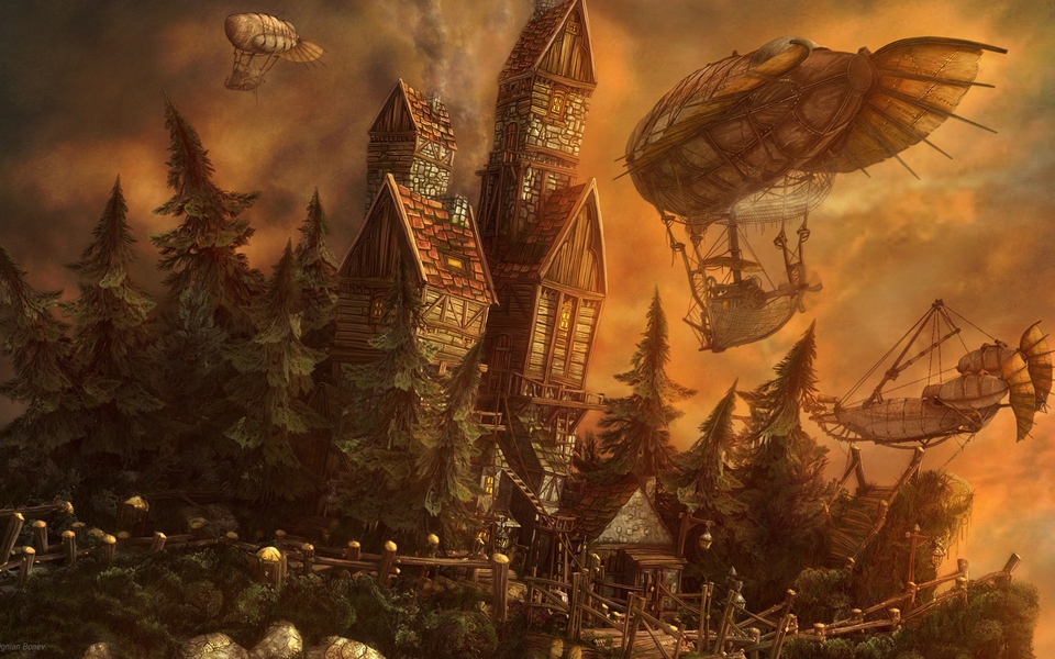 科幻奇幻场景建筑插画宽屏壁纸 02