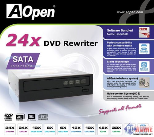 疯狂速度 AOPEN 24倍速DVD刻录机测试