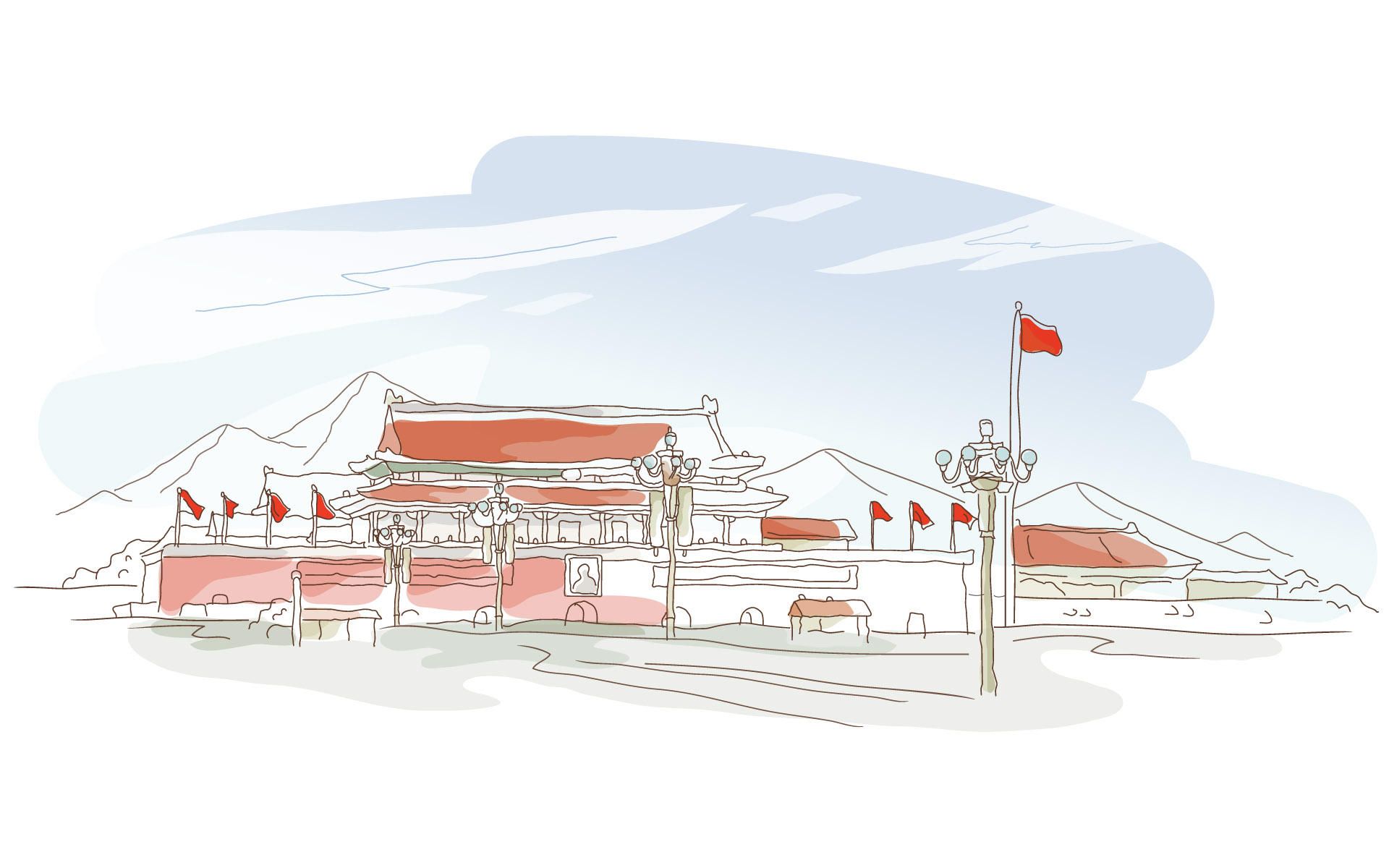 简笔城市风光宽屏壁纸 第01辑